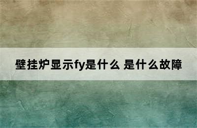 壁挂炉显示fy是什么 是什么故障